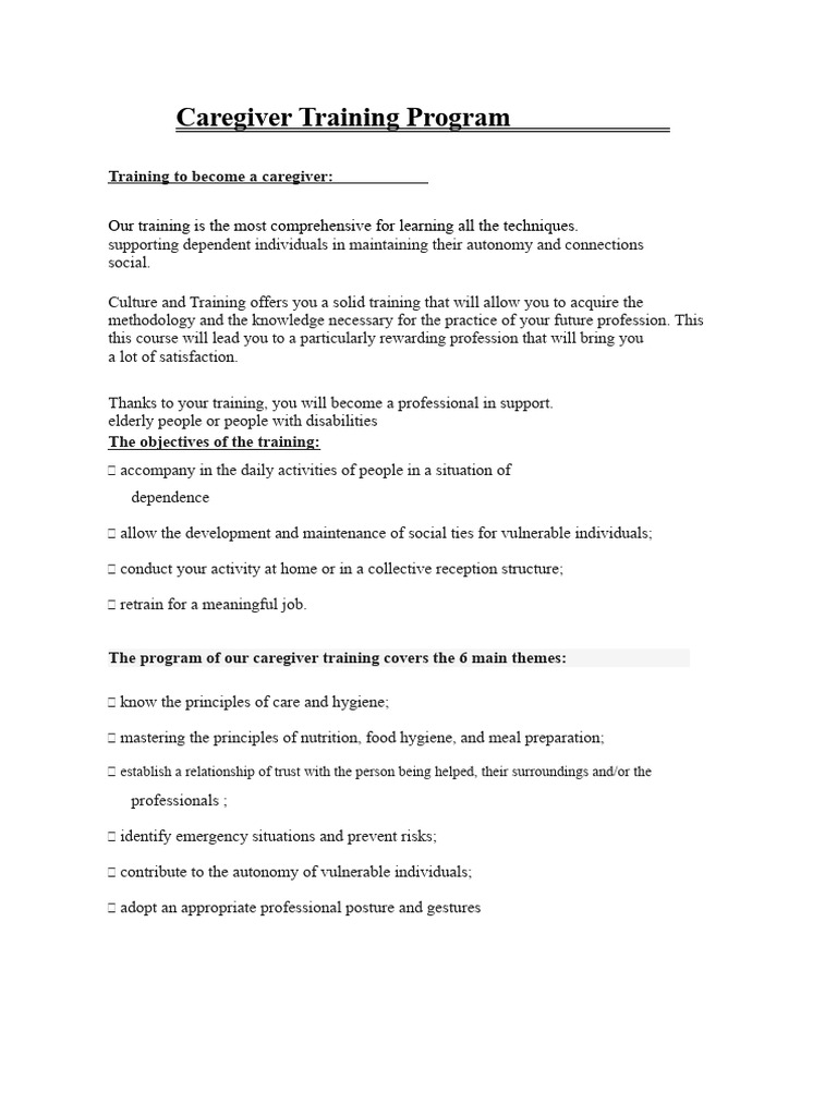 Caregiver Training Program | PDF | Caregiver | Hospital Acquired Infection