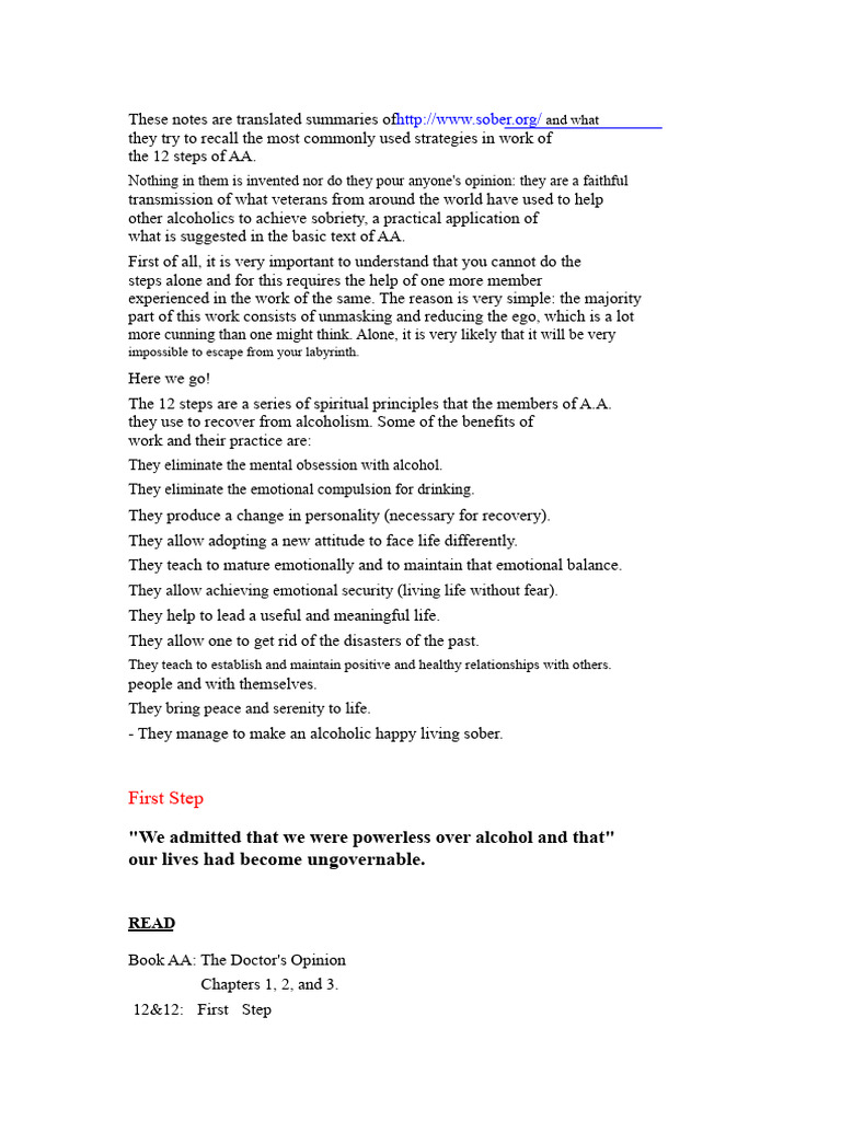 12 Steps of AA: Strategies for Sobriety | PDF | Twelve Step Program ...