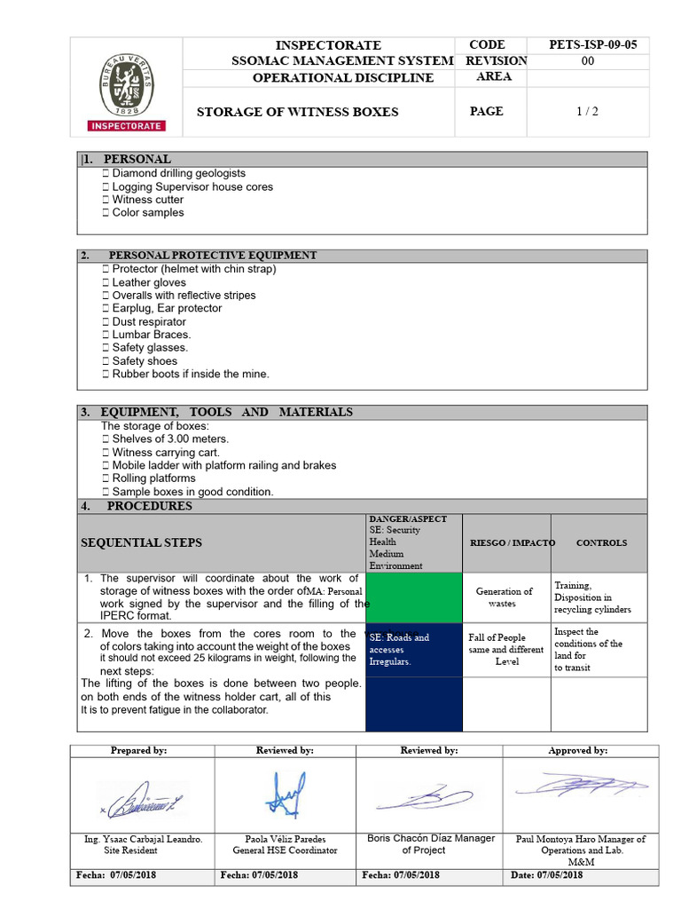 Safe Storage Procedures for Sample Boxes | PDF