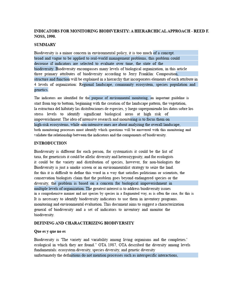Biodiversity Monitoring Indicators Explained | PDF | Biodiversity | Ecology