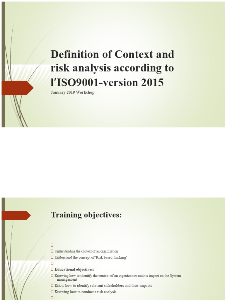 ISO 9001:2015 Context and Risk Analysis | PDF | Risk | Information