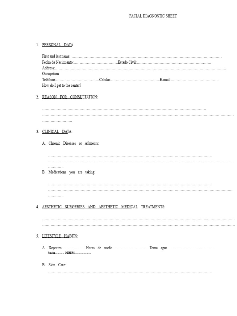 Facial Diagnostic Consultation Form | PDF | Health Care | Clinical Medicine