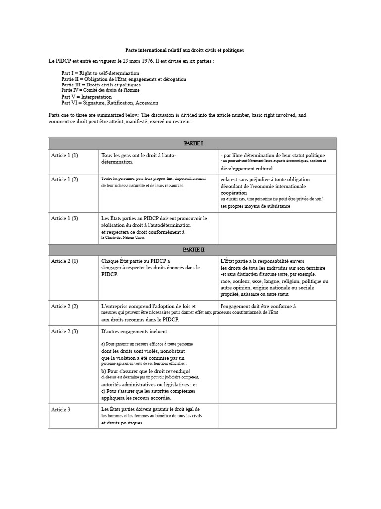 Droits civils et politiques : PIDCP expliqué | PDF | Peine capitale ...