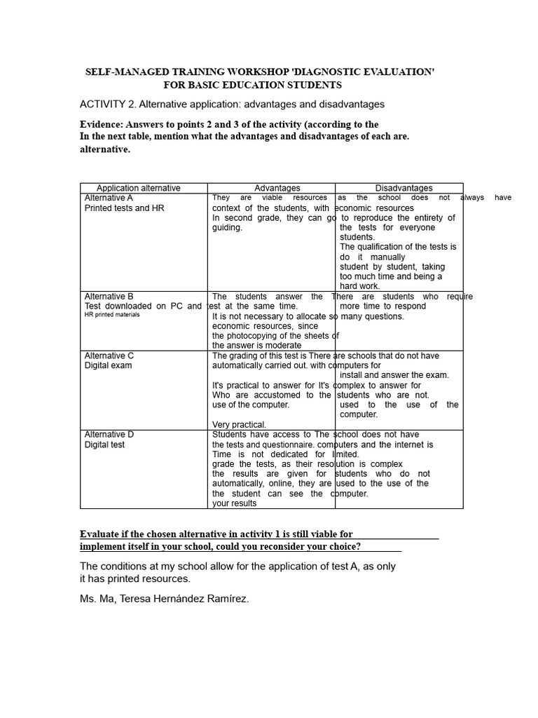 Activity 2 Alternative Application Advantages and Disadvantages | PDF