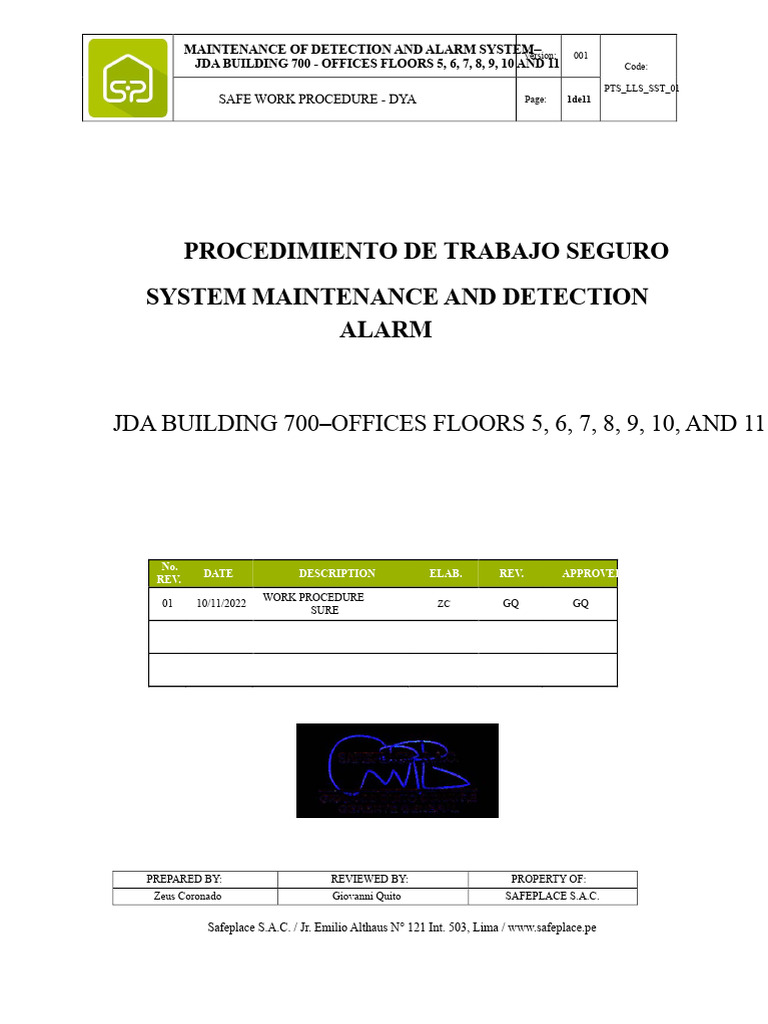 Maintenance Points For Detection and Alarm System | PDF | Occupational ...