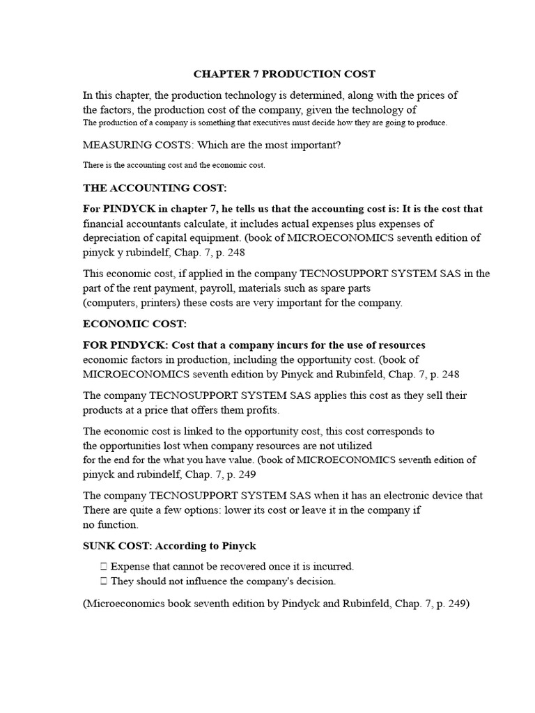 Chapter 7 Cost of Production | PDF | Microeconomics | Opportunity Cost