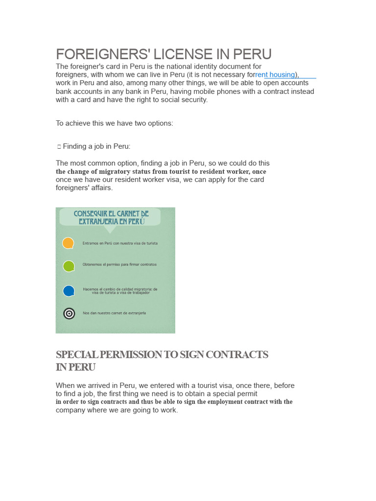 How to Obtain a Foreigner's License in Peru | PDF | Identity Document ...