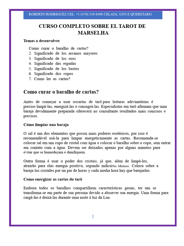 Curso Completo de Tarot de Marselha | PDF | Tarô | Amor