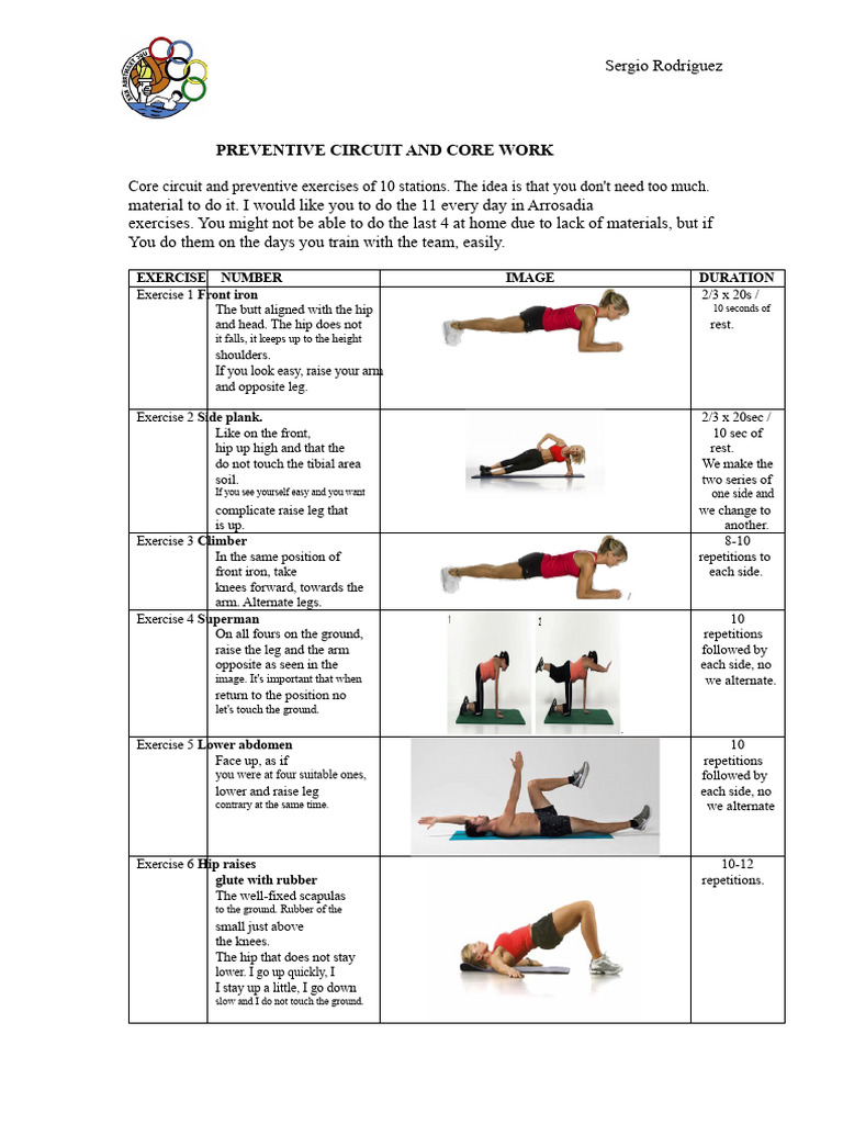 Core Circuit: 11 Preventive Exercises | PDF | Anatomical Terms Of ...