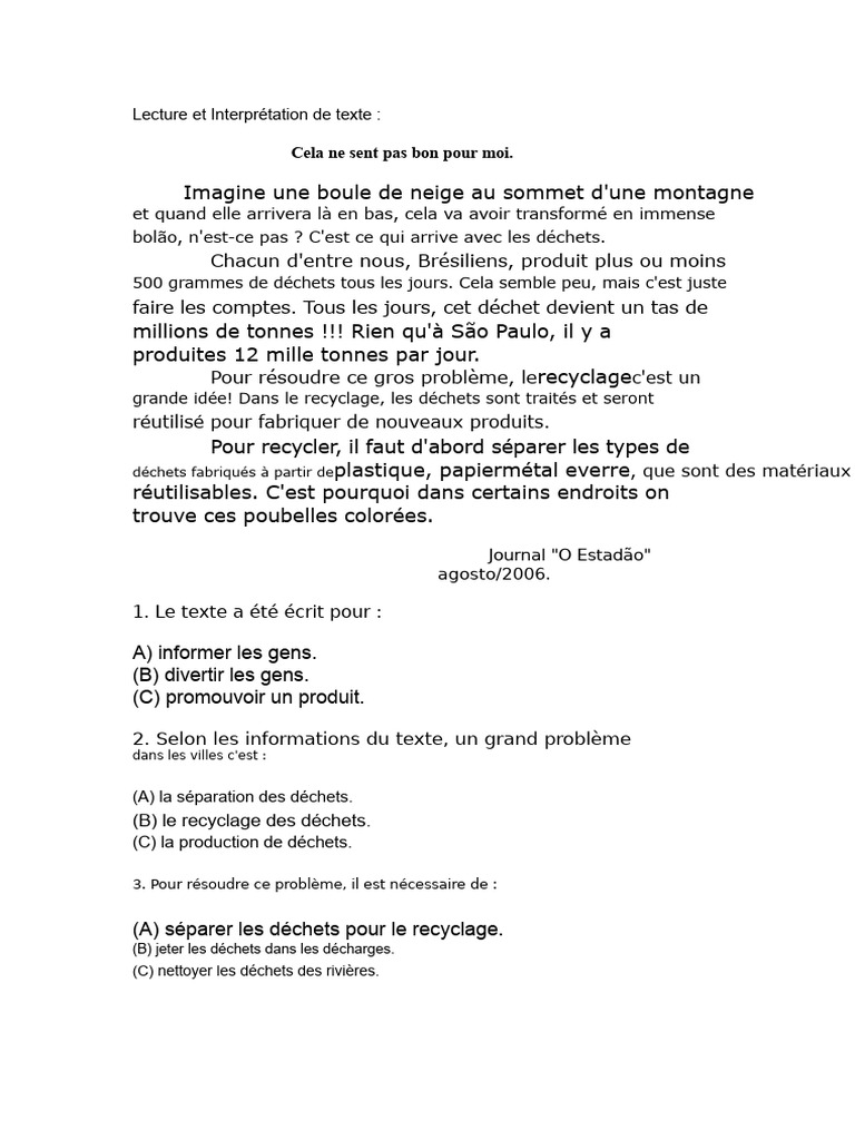 Ça Ne Sent Pas Bon Pour Moi. | PDF