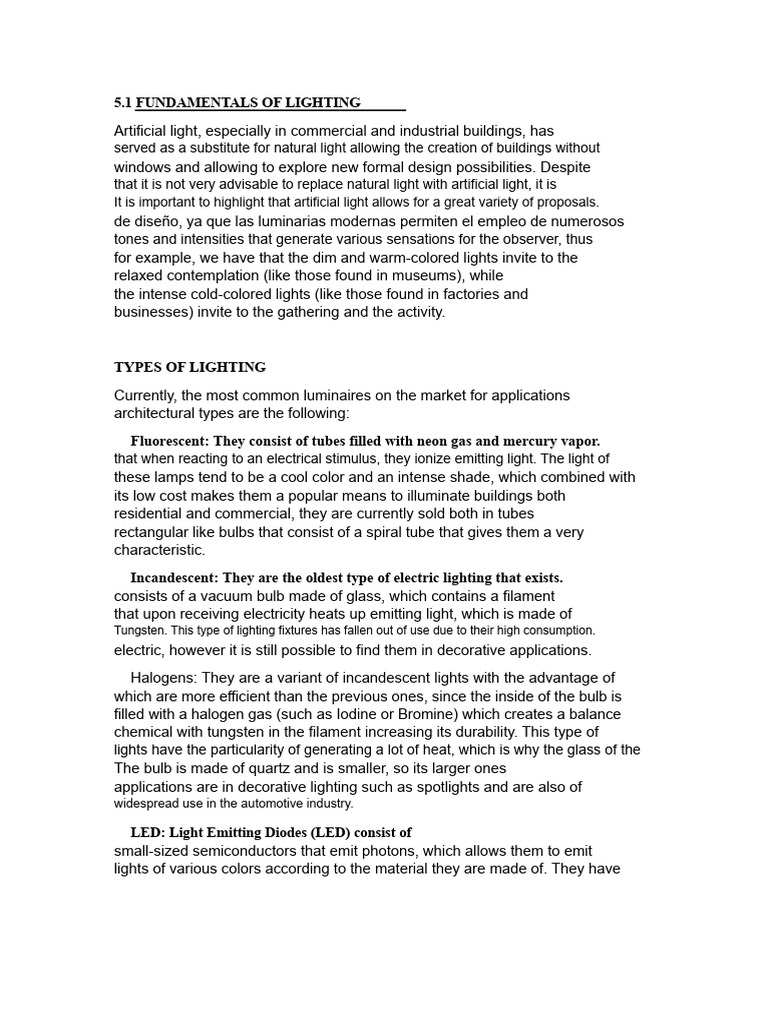 Lighting Fundamentals and Types Explained | PDF | Incandescent Light ...
