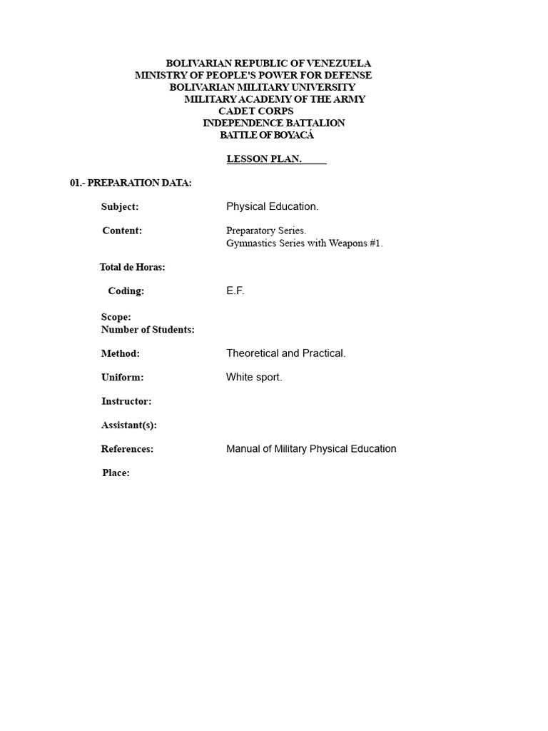 Physical Education Lesson Plan | PDF | Anatomical Terms Of Motion