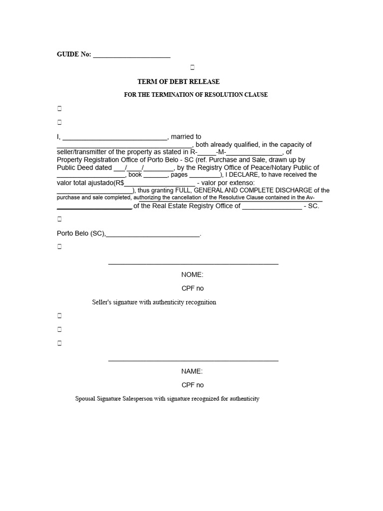Debt Release Termination Guide | PDF