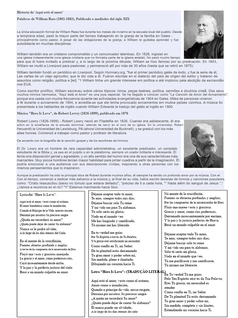 Historia Del Himno Eis El Amor (William Ress - Robert Lowry) | PDF | Amor