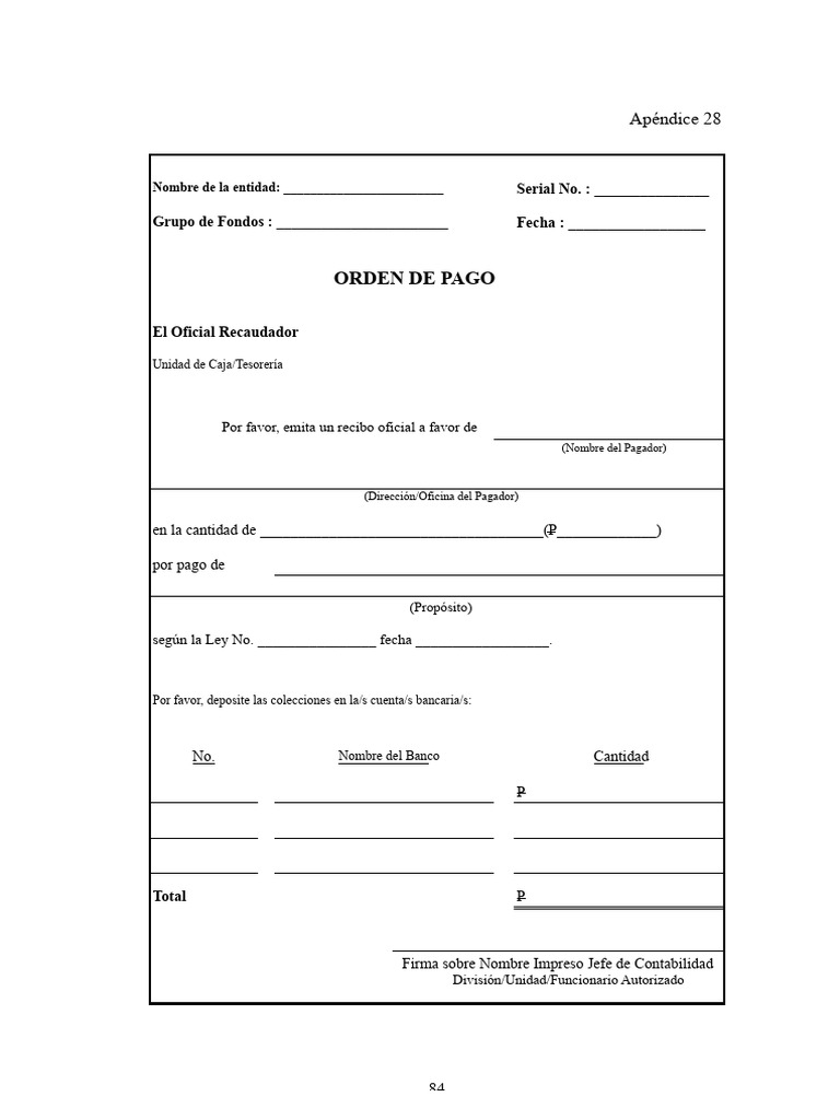 Orden de Pago y Recaudación Oficial | PDF