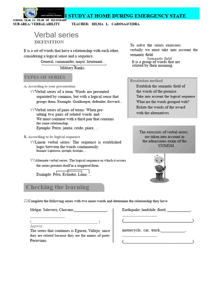 Verbal Series 1ST | PDF