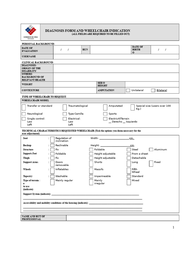 Wheelchair Request Diagnosis Form | PDF | Wheelchair