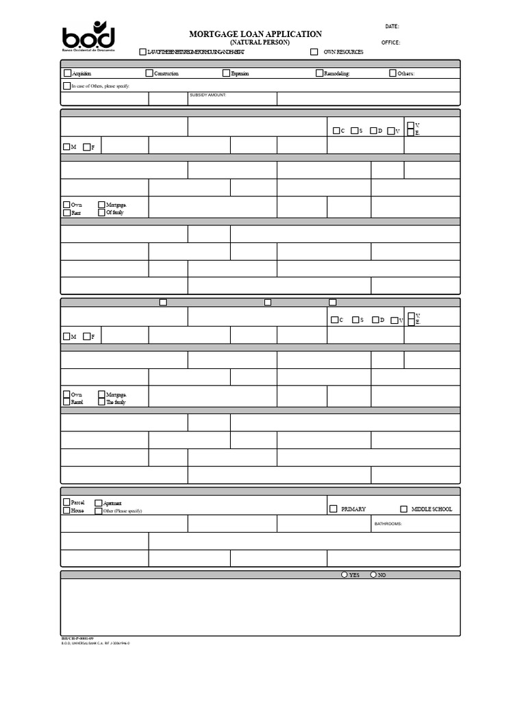 BOD Mortgage Loan Application Form - Notilogia | PDF | Mortgages | Loans