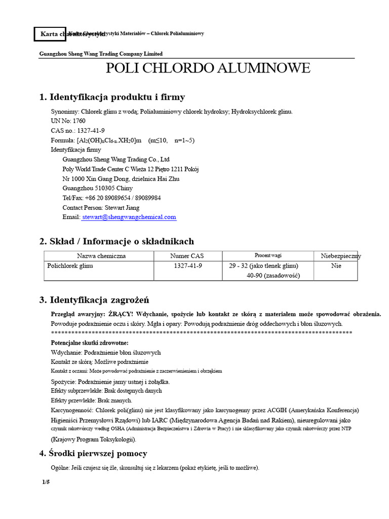 MSDS Proszek PAC | PDF