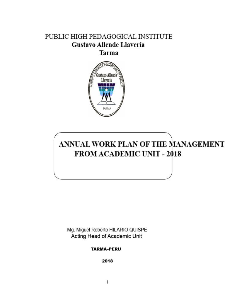 2018 Annual Work Plan for IESPP Tarma | PDF | Teachers | Methodology