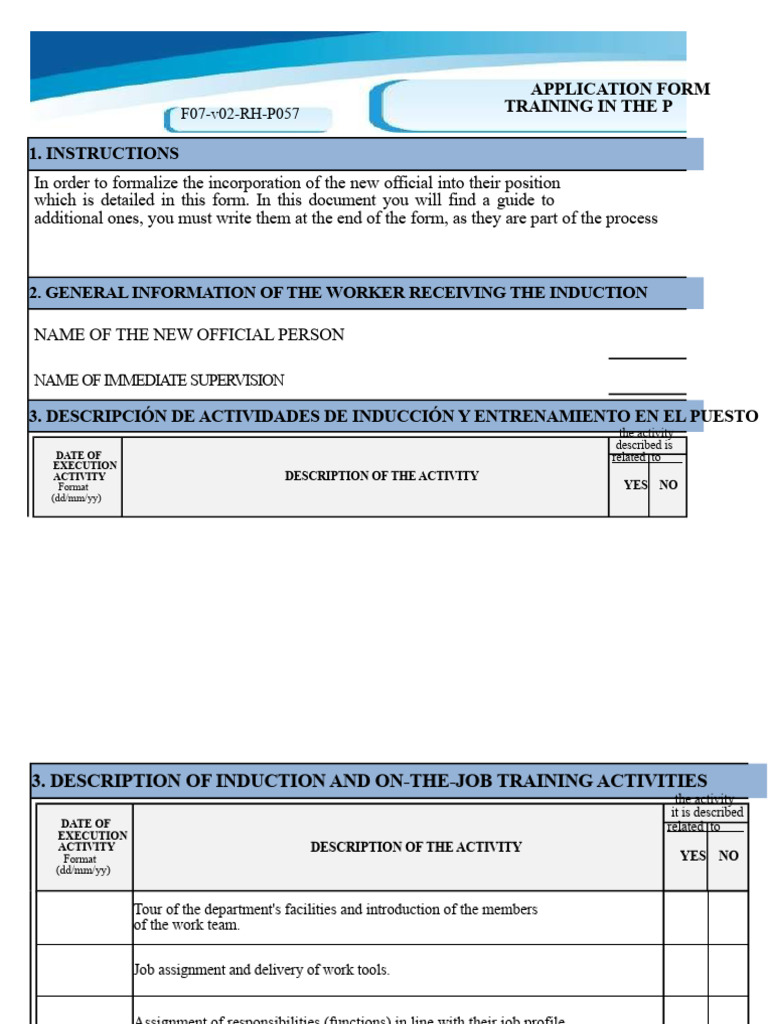 Induction and Training Application Form | PDF | Computing