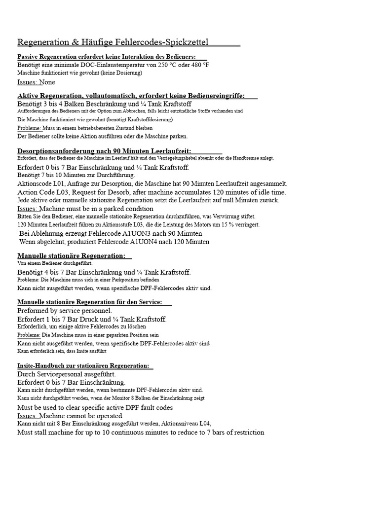 2-2-14 Tier 4i Motor Fehlersuche Spickzettel | PDF