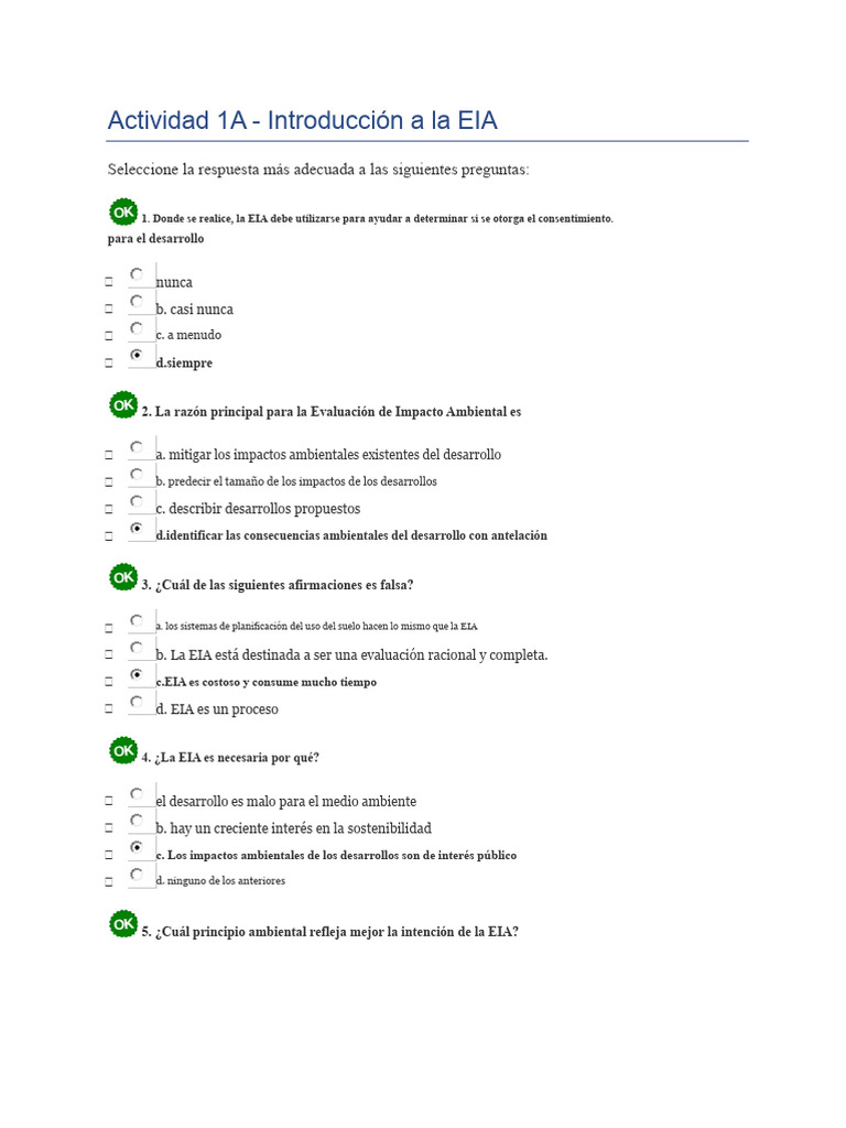 Eia Mcqs | PDF | Evaluación de impacto ambiental | Entorno natural