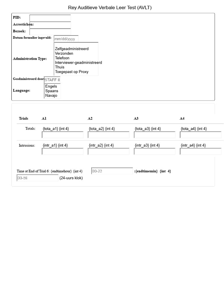 CF1 - Rey Auditieve Verbale Leer Test (AVLT) | PDF