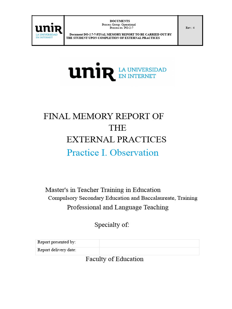 Final Memory Report for Teaching Practices | PDF | Teachers | Learning