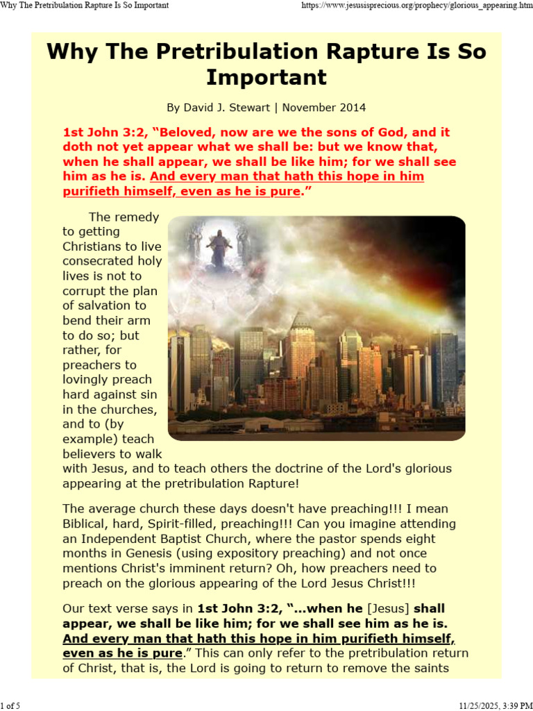 Importance of Pretribulation Rapture | PDF | Rapture | Great Tribulation