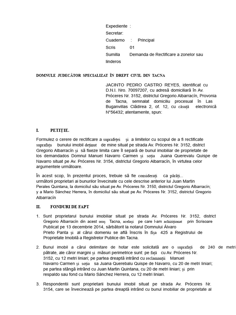Cerere de Rectificare A Suprafețelor Sau A Limitei | PDF