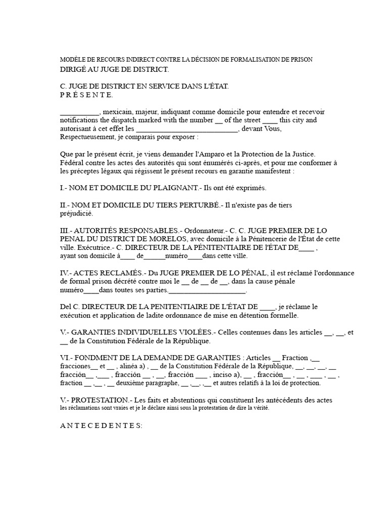 Recours contre détention formelle en prison | PDF | Justice | Crime et ...