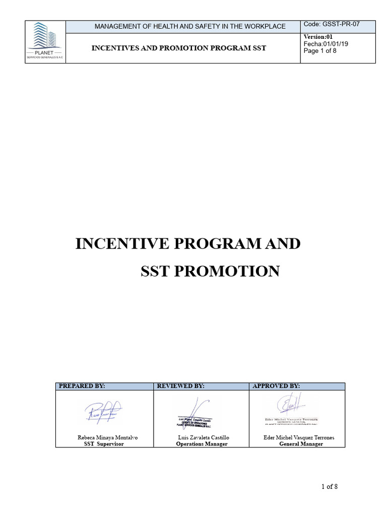 SST Incentives and Promotion Program | PDF | Occupational Safety And ...