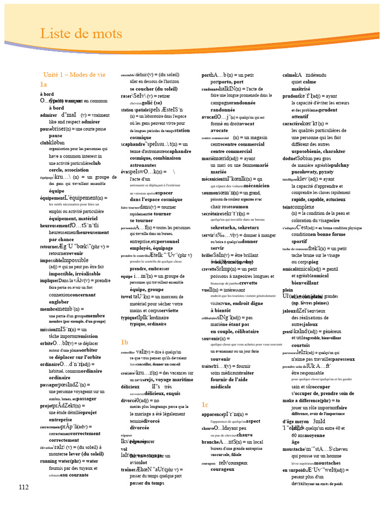 Liste de mots et définitions variées | PDF