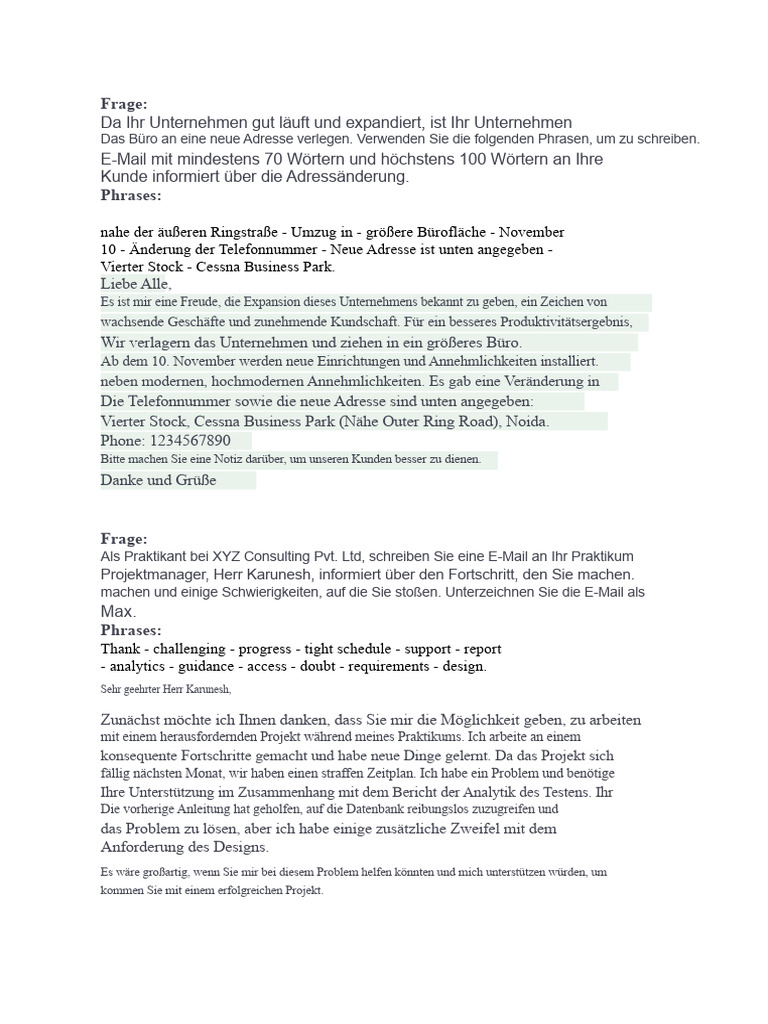 Versant English Test Muster-E-Mail-Schreiben | PDF