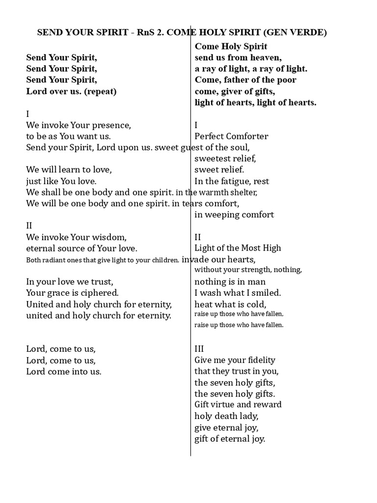 Invoking the Holy Spirit in Prayer | PDF | God In Christianity | Holy ...