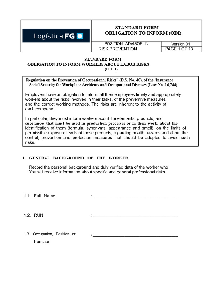 Odi Risk Prevention Advisor | PDF | Occupational Safety And Health | Risk