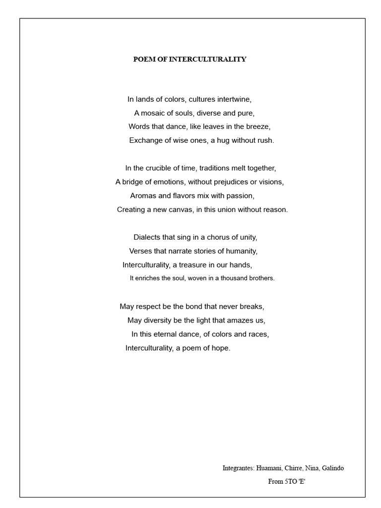 Interculturality: A Poetic Celebration | PDF