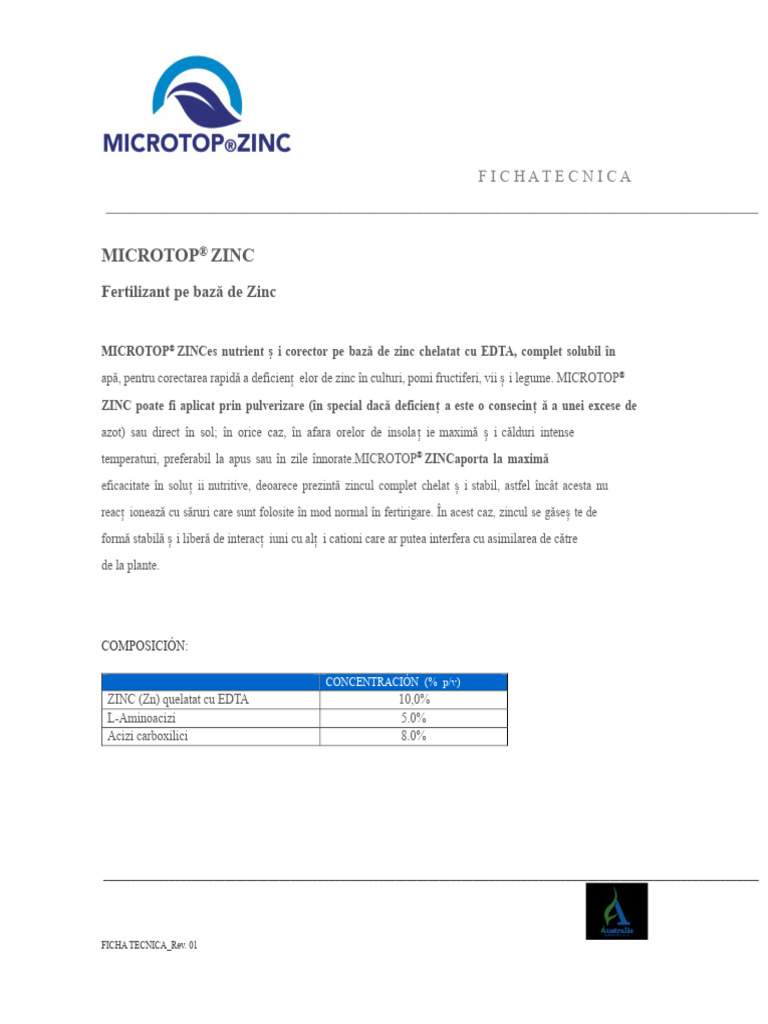 Fisa Tehnica MICROTOP ZINC | PDF