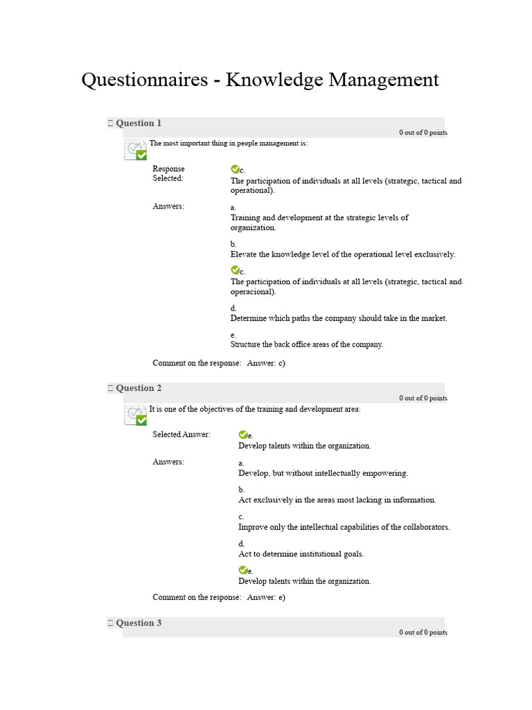 Knowledge Management Questionnaires | PDF | Performance Appraisal ...