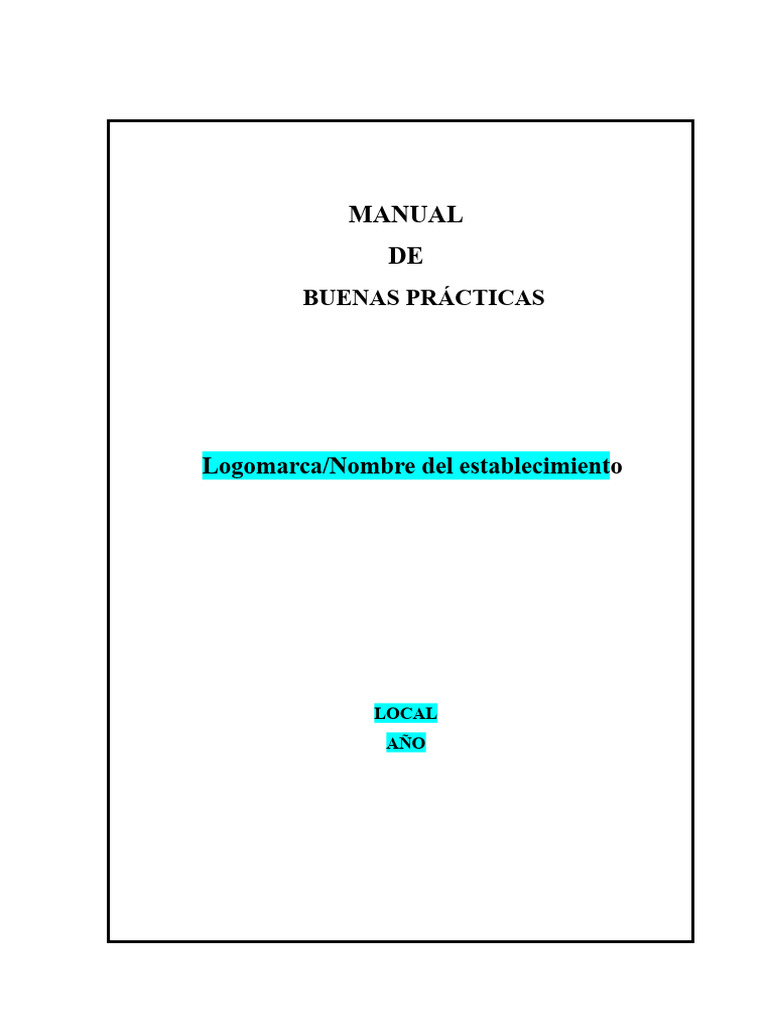 Modelo para Manual de Buenas Prácticas-1 PDF | PDF | Alimentos ...