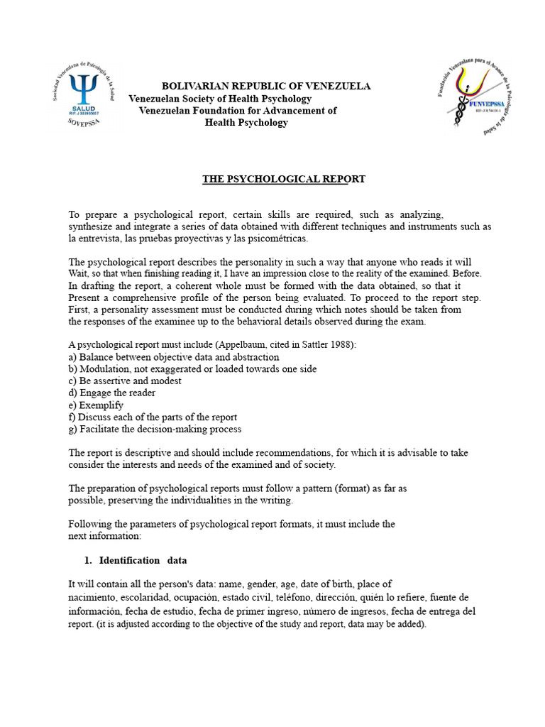 Guidelines for Writing Psychological Reports | PDF | Psychology ...