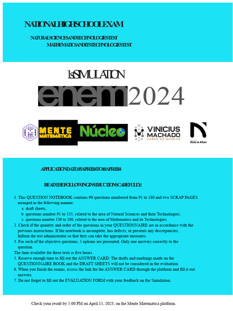ENEM 2024 1st Simulation Exam Guide | PDF | Atomic Nucleus | Karyotype