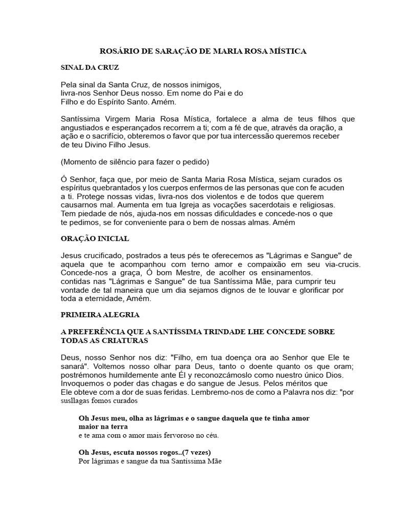 Oração de Cura com Maria Rosa Mística | PDF | Oração | Maria, mãe de Jesus