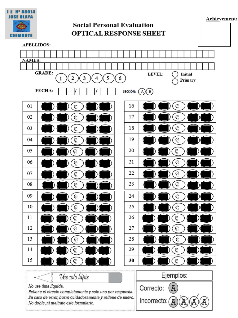 Optical Sheet Answers-ps-IV Bim. | PDF