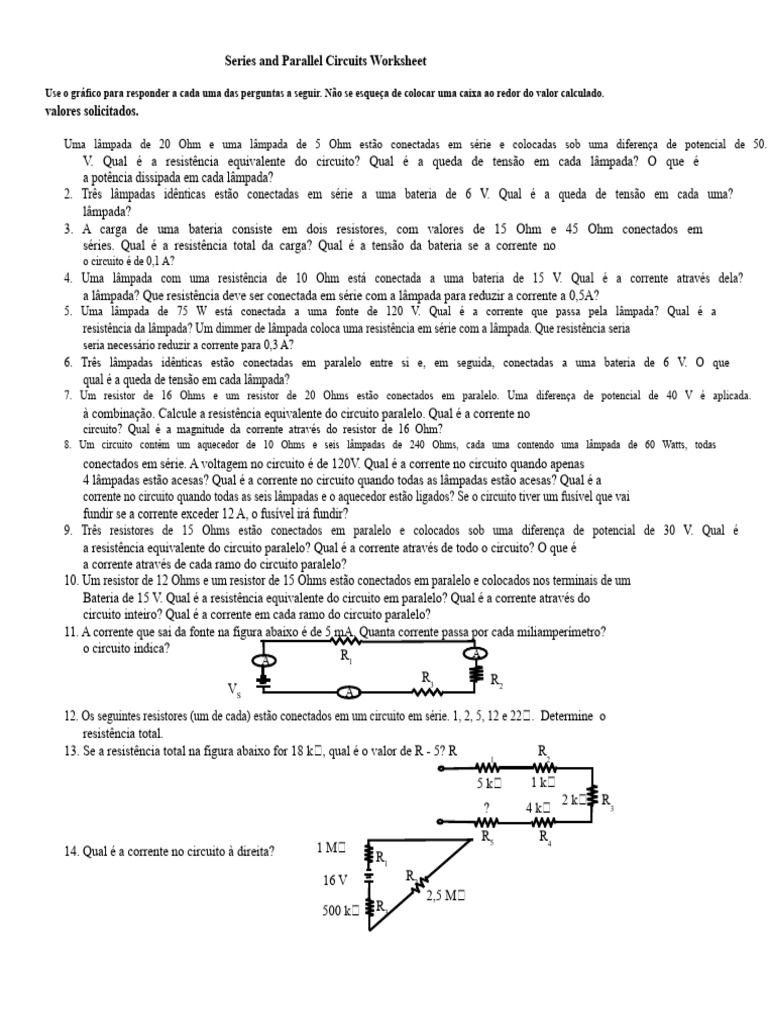 Exercícios sobre Circuitos Elétricos | PDF | Circuitos em série e em ...