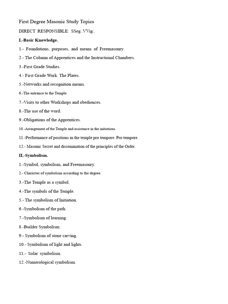 First Degree Masonic Study Guide | PDF | Freemasonry | Western Esotericism