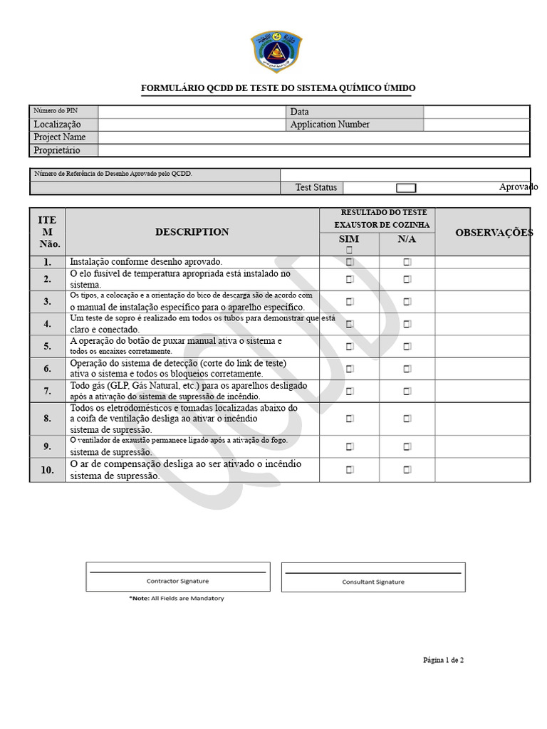 Teste do Sistema Químico Úmido QCDD | PDF
