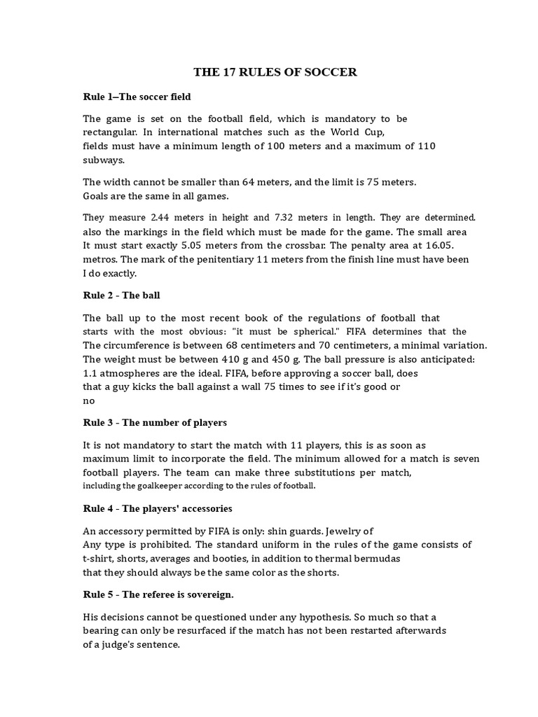 Essential Soccer Rules Explained | PDF | Association Football | Sport ...