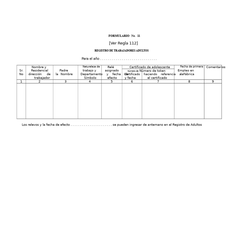 FORMULARIO No. 11 | PDF